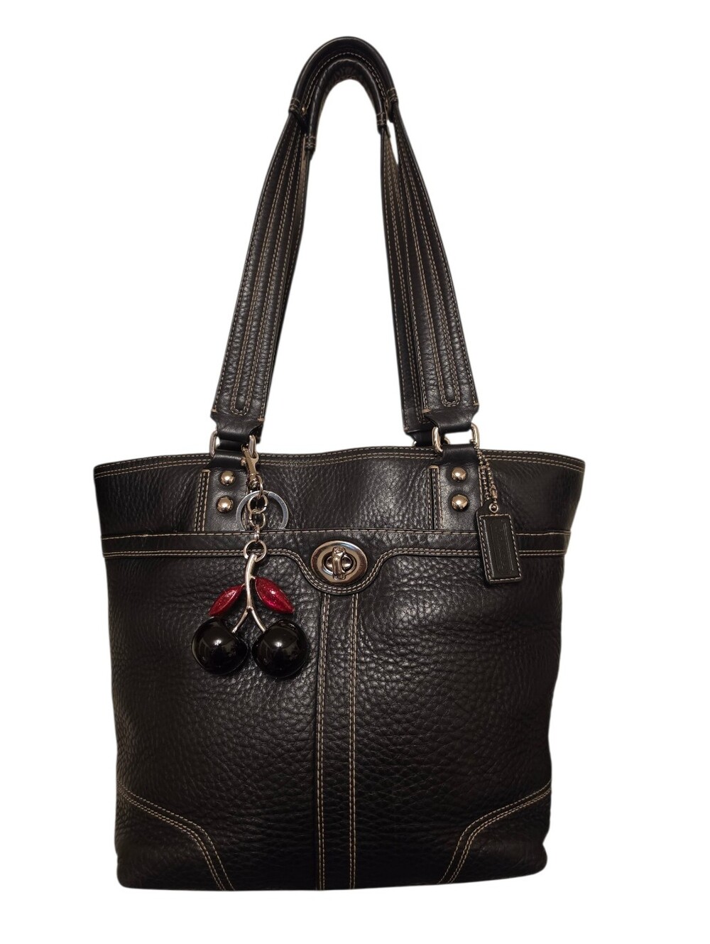Coach Hamilton/Hampton Black Pebbled Leather Gallery Tote Bag/Charm not included